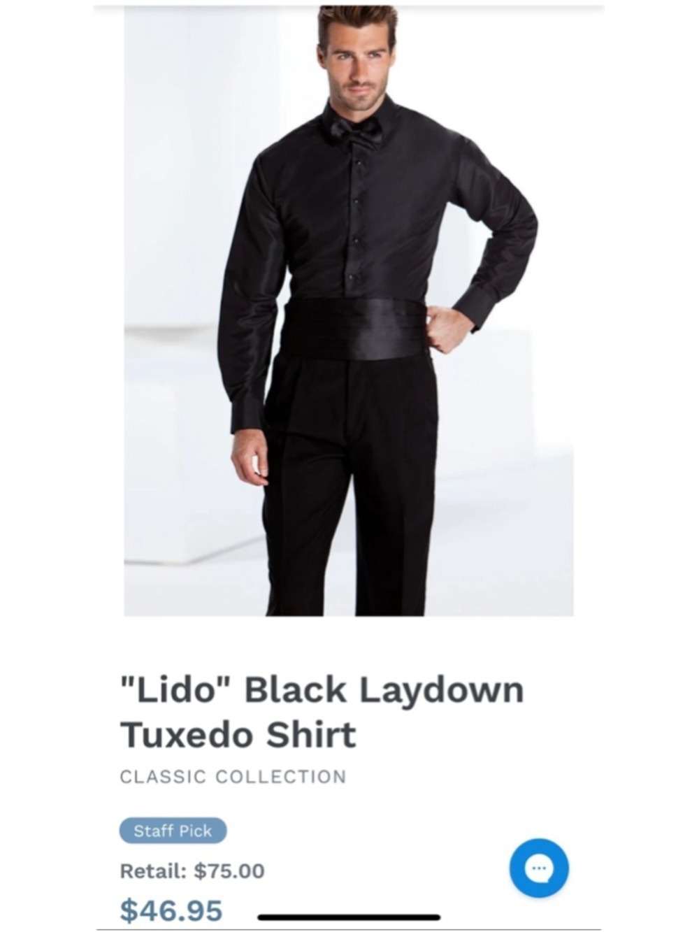 Fitted Black Microfiber Tuxedo Shirt Tux Laydown 2X9 2X 2XL 18 18.5 neck 38/39
